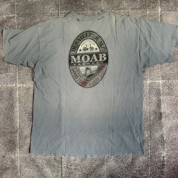 Men's Vintage 90's SDI Moab Utah Brewery Derailleur Ale Distressed T Shirt Sz L - Picture 1 of 3